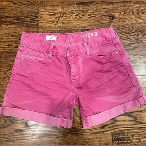 GAP Pink Jean Shorts with Rolled Hem and Elastic Waist